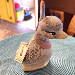 Legend Of The  Indian Duck Handcrafted Bird Figurine - Gray and Pink